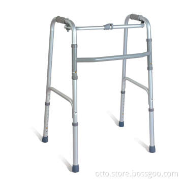 Aluminum folding walker with one button
